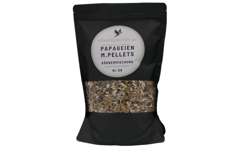 Papageien mit Pellets Körnermischung Nr. 8