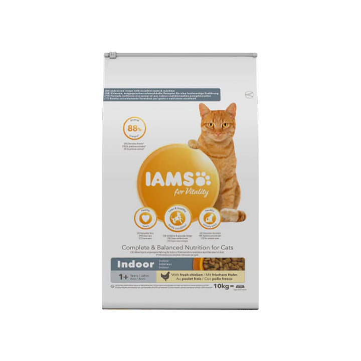 IAMS für Vitality Trockenfutter  mit frischem Huhn für ausgewachsene und ältere Wohnungskatzen (Indoor) in 3 Größen