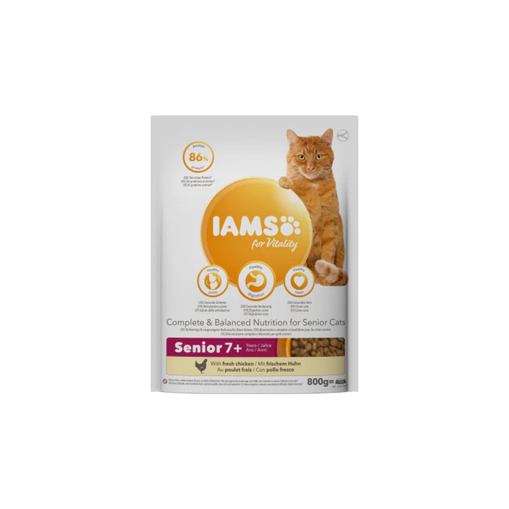 IAMS für Vitality Trockenfutter  mit frischem Huhn für ältere Katzen (Senior 7+) in 3 Größen