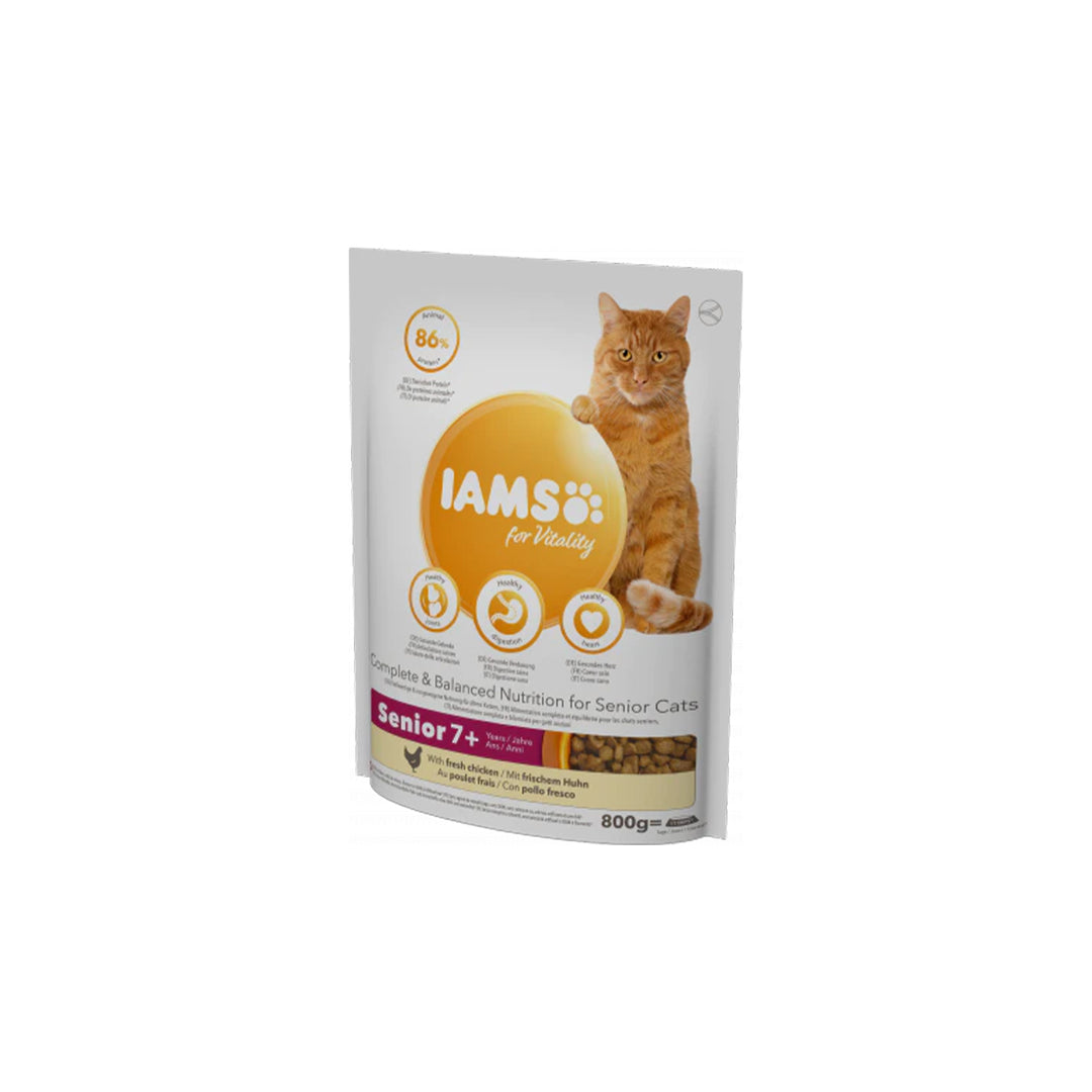 IAMS für Vitality Trockenfutter  mit frischem Huhn für ältere Katzen (Senior 7+) in 3 Größen